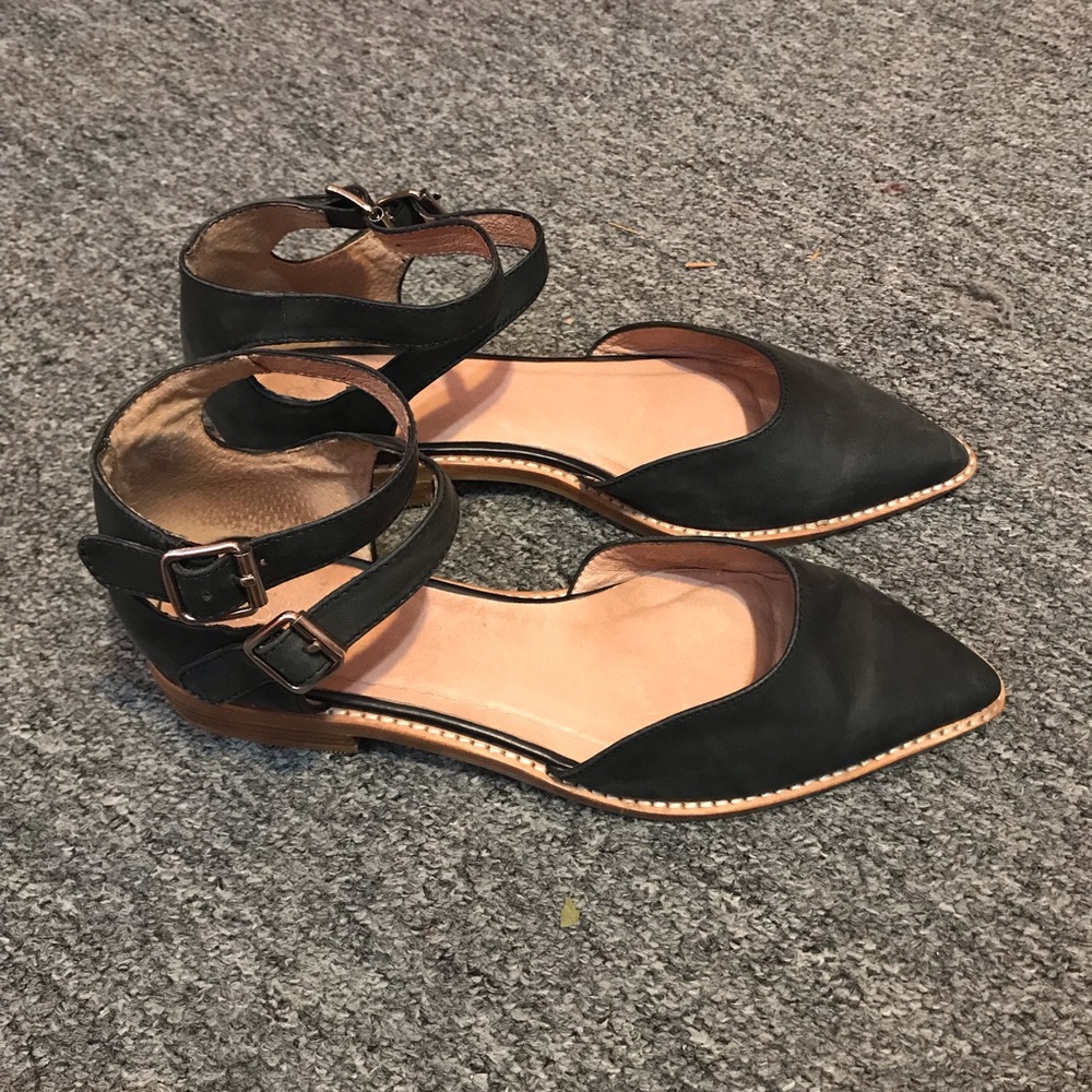 Pointy toe Jeffrey Campbell ankle strap flats